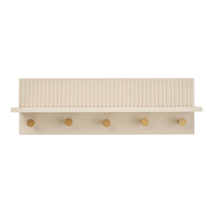 Rocca Wall Shelf with hooks - Wall shelf with hooks, beige 50x12x16 cm