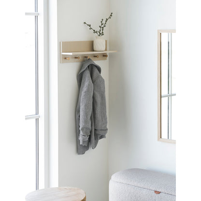 Rocca Wall Shelf with hooks - Wall shelf with hooks, beige 50x12x16 cm