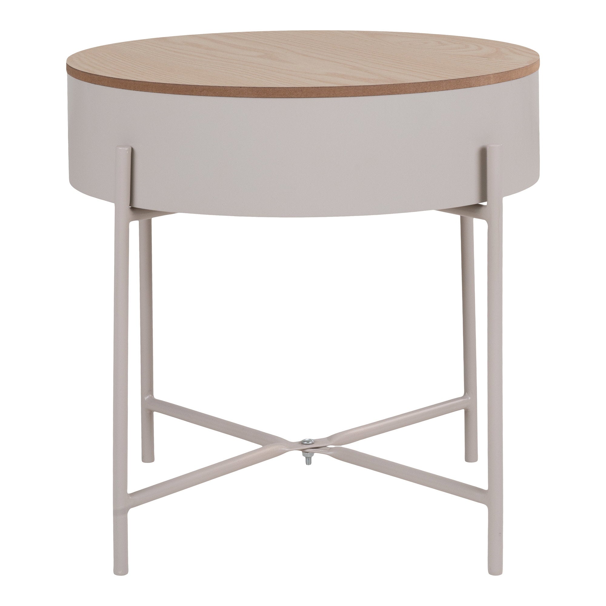Sisco Beistelltisch - Beistelltisch, Stahl beige, natürliche Platte ø40x40 cm