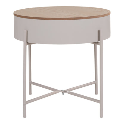 Sisco Beistelltisch - Beistelltisch, Stahl beige, natürliche Platte ø40x40 cm