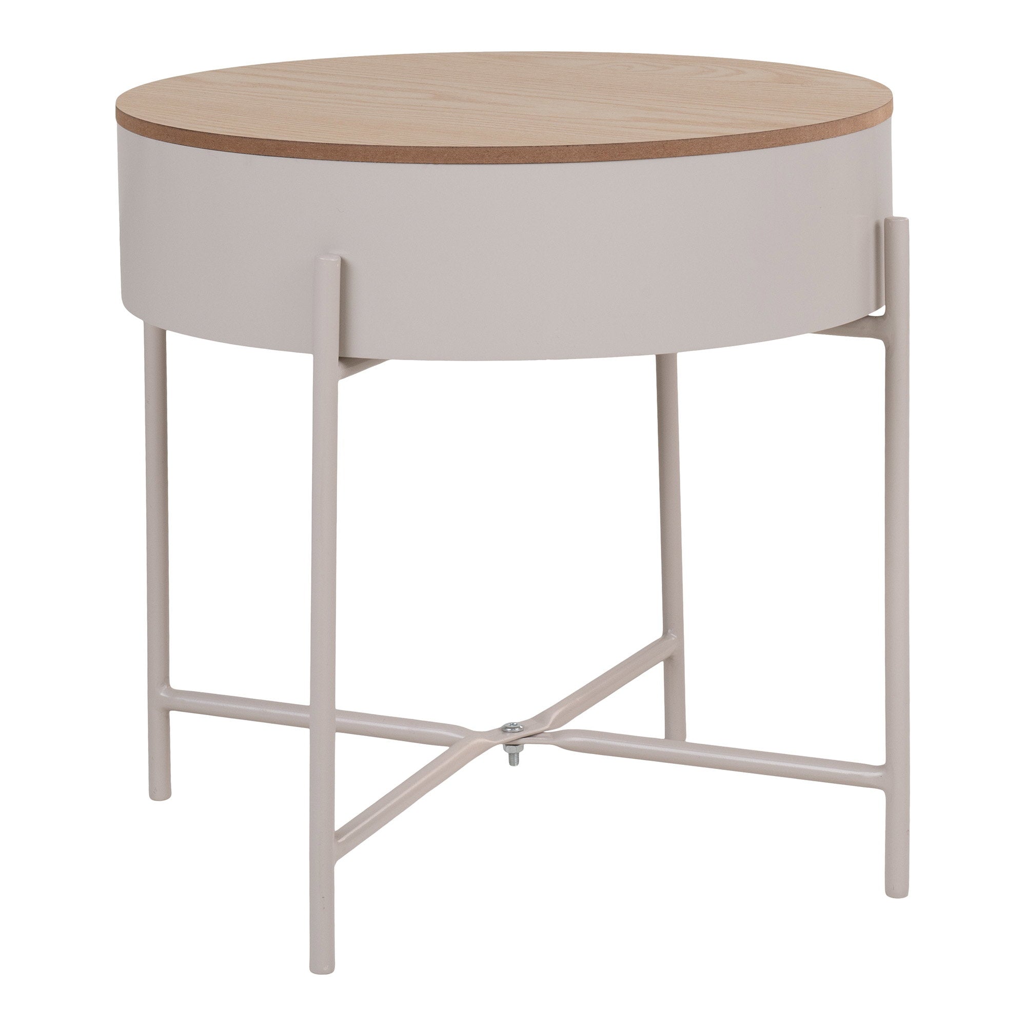 Sisco Beistelltisch - Beistelltisch, Stahl beige, natürliche Platte ø40x40 cm