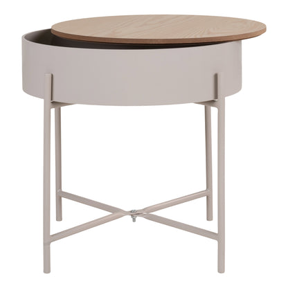 Sisco Beistelltisch - Beistelltisch, Stahl beige, natürliche Platte ø40x40 cm