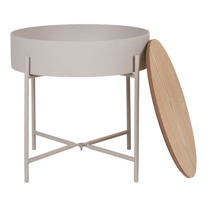 Sisco Beistelltisch - Beistelltisch, Stahl beige, natürliche Platte ø40x40 cm