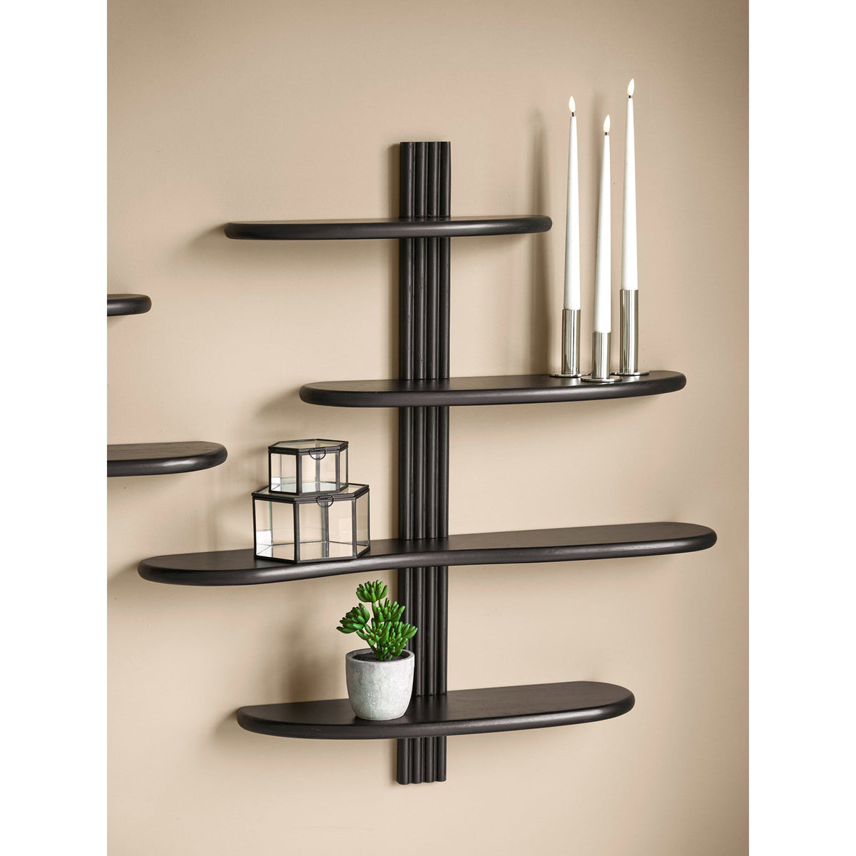 Wandplank Aliano – eikenhout, zwart, 80x17,5x88 cm