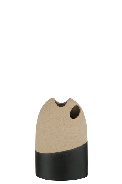Vase High Ceramic Beige/Black Small