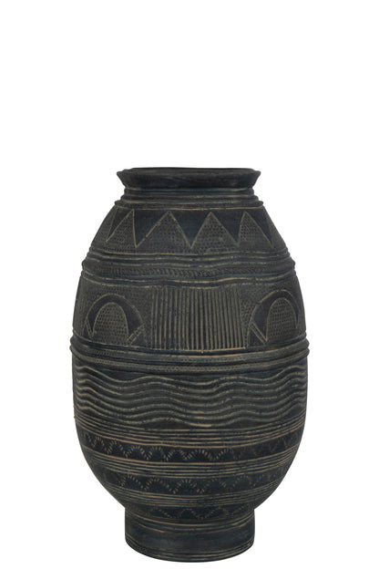 Vase Jug Circle Cement Black/Brown Small