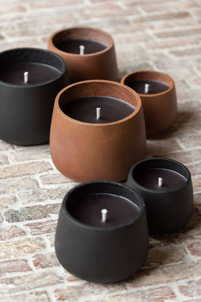 Outdoor Candle Cement Brown Small 18H