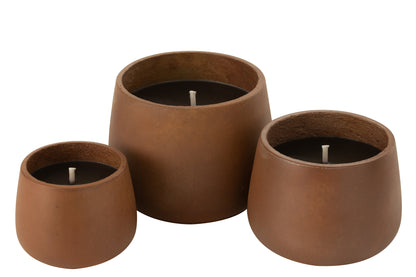 Outdoor Candle Cement Brown Large