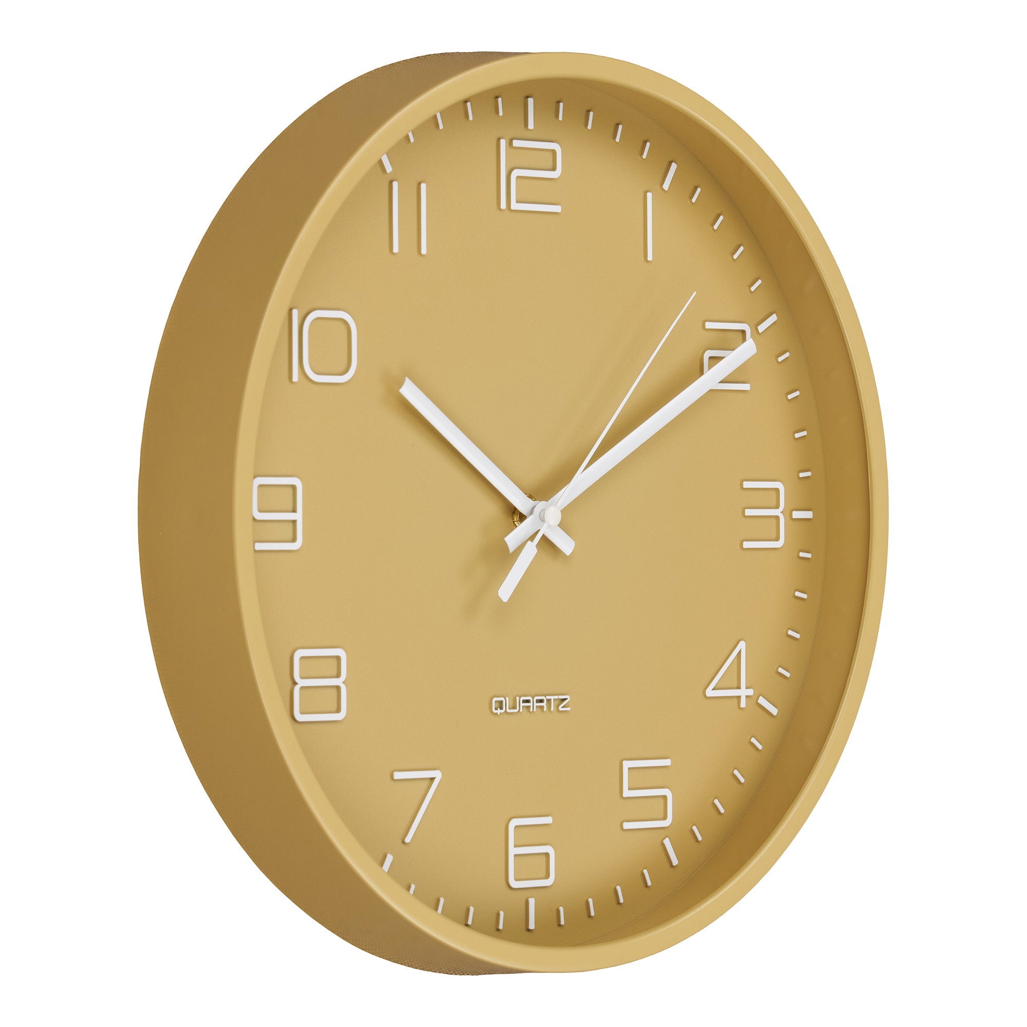Rosolini Wanduhr - Wanduhr, ockerfarben, geräuschloses Uhrwerk ø30 cm