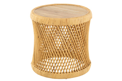 Side Table Cylindrical Ratten Natural