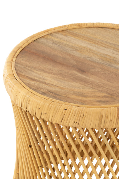 Side Table Cylindrical Ratten Natural