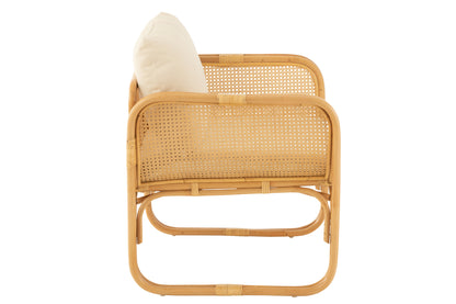 Arm Chair+Cushion Rattan/Textile Natural/White
