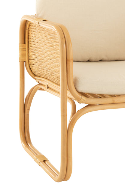 Arm Chair+Cushion Rattan/Textile Natural/White