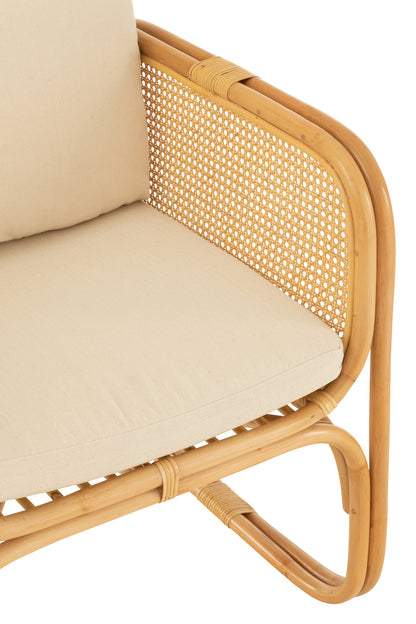 Arm Chair+Cushion Rattan/Textile Natural/White