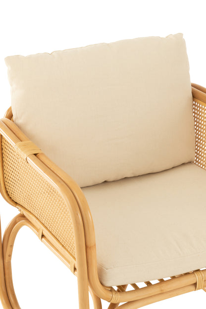 Arm Chair+Cushion Rattan/Textile Natural/White
