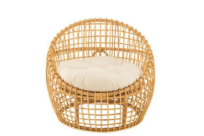 Chair Lise+Cushion 1 Person Rattan/Textile Natural/White