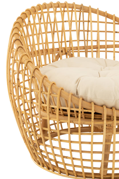 Chair Lise+Cushion 1 Person Rattan/Textile Natural/White