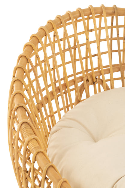 Chair Lise+Cushion 1 Person Rattan/Textile Natural/White