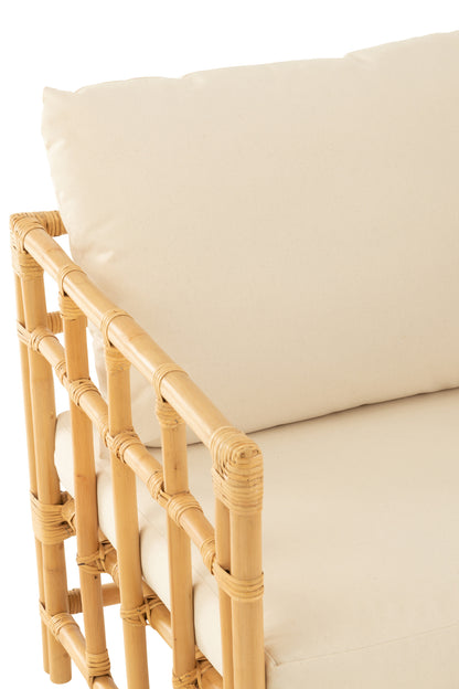 Arm Chair Elise+Cushion Rattan/Textile Natural/White