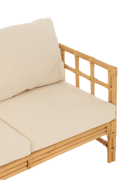 Sofa Elise+Cushion 3 Person Rattan/Textile Natural/White