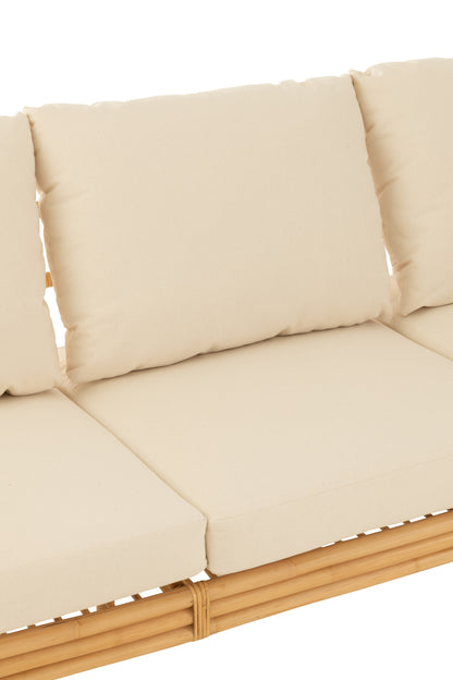 Sofa Elise+Cushion 3 Person Rattan/Textile Natural/White