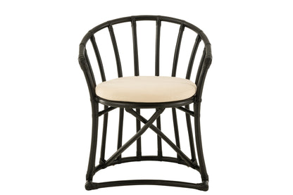 Chair+Cushion Rattan/Textile Black/White