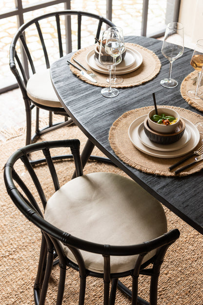Chair+Cushion Rattan/Textile Black/White