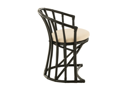 Chair+Cushion Rattan/Textile Black/White