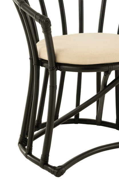 Chair+Cushion Rattan/Textile Black/White