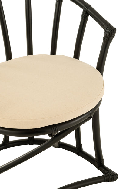 Chair+Cushion Rattan/Textile Black/White