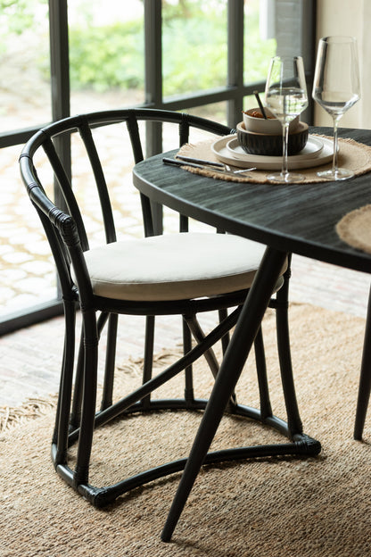 Chair+Cushion Rattan/Textile Black/White