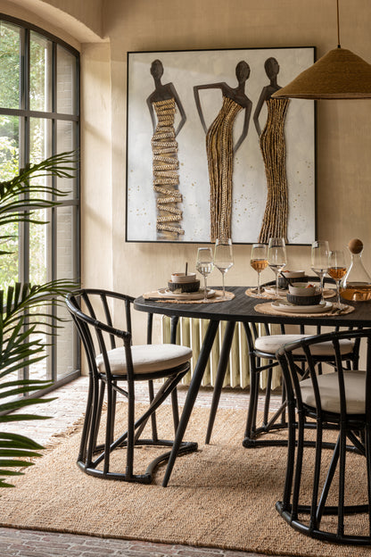 Chair+Cushion Rattan/Textile Black/White
