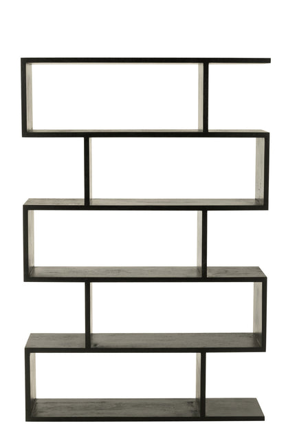 Boekenkast Vertical Slats – mangohout, mat zwart, 120x30x180 cm