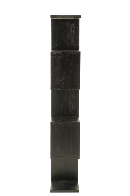 Boekenkast Vertical Slats – mangohout, mat zwart, 120x30x180 cm