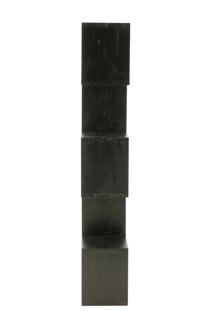 Boekenkast Vertical Slats – mangohout, mat zwart, 120x30x180 cm