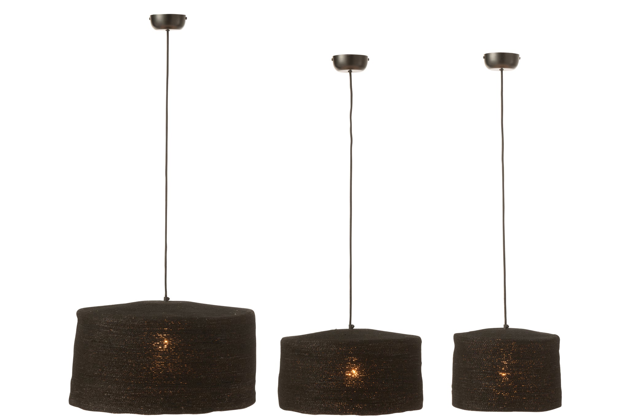 Set Of 3 Hanging Lamp Moonj Grass Black