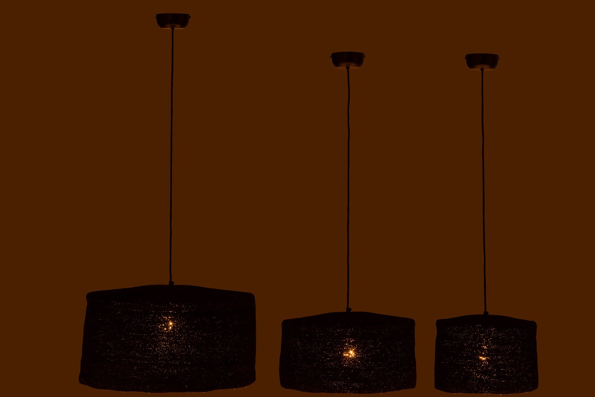 Set Of 3 Hanging Lamp Moonj Grass Black
