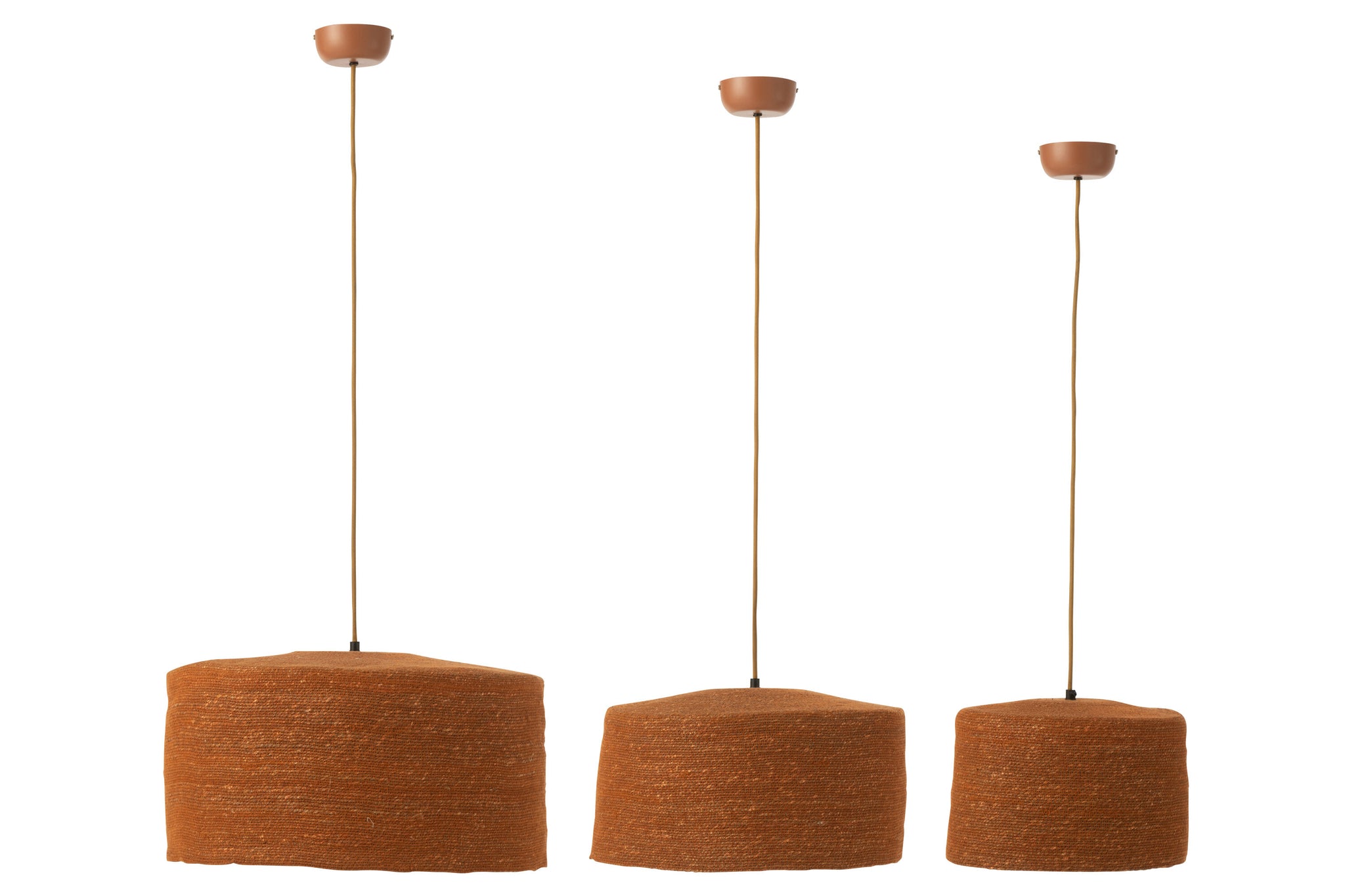 Set Of 3 Hanging Lamp Moonj Grass Rust