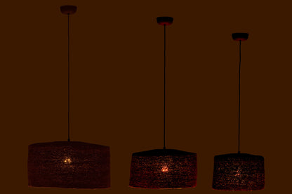 Set Of 3 Hanging Lamp Moonj Grass Rust