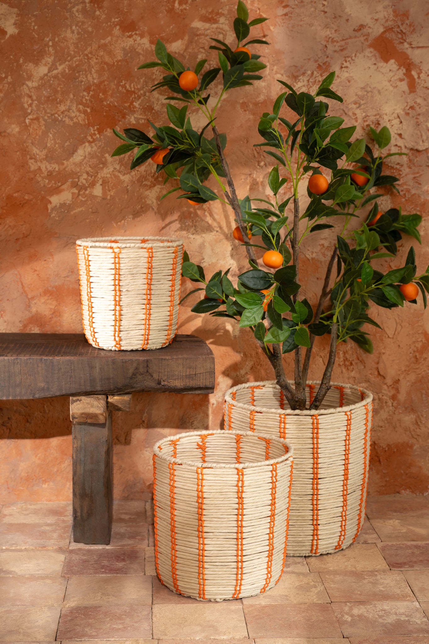 Orange Tree In Pot Artificial Orange/Green Large