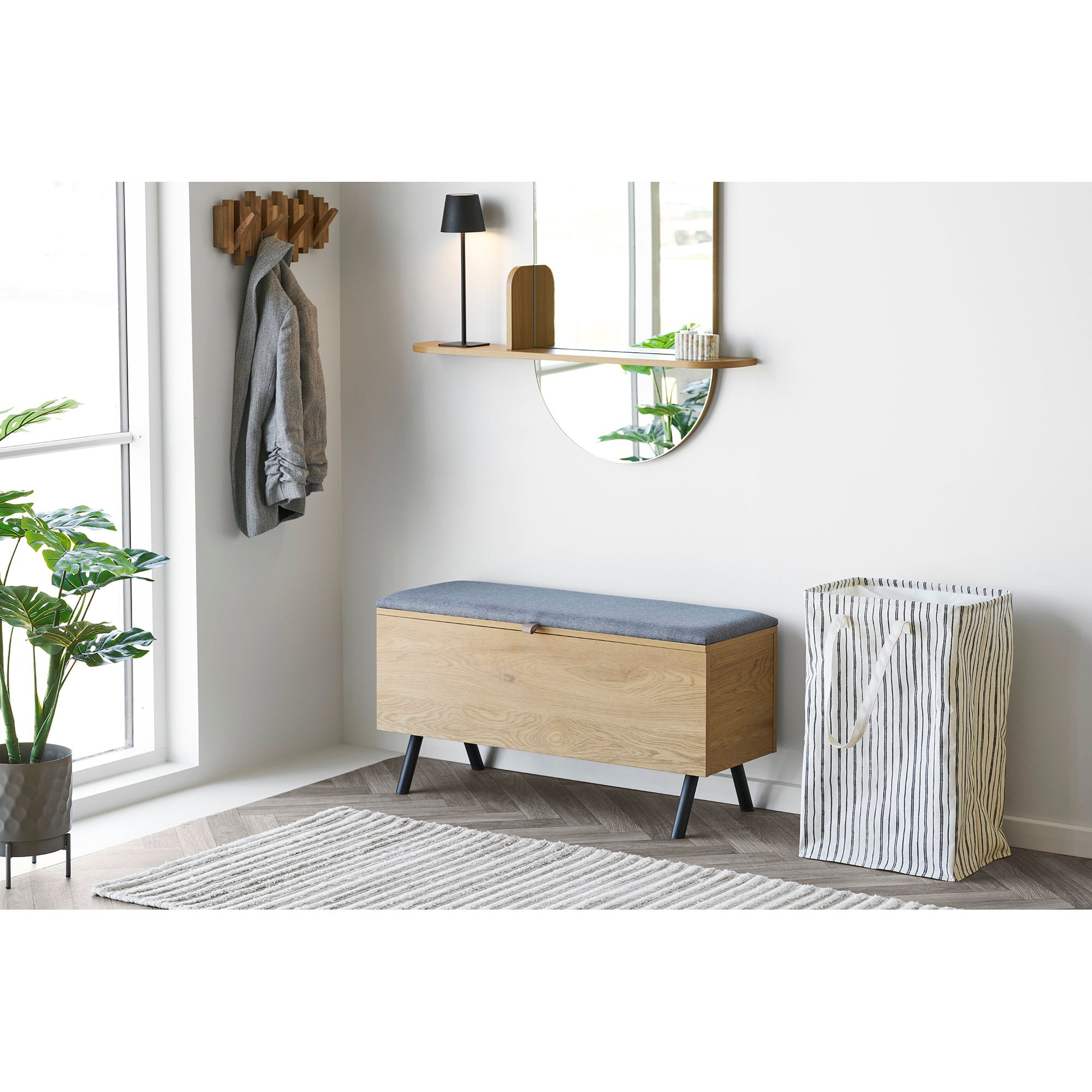 Argos Wäschekorb – Textil, beige/schwarz 38×28×58 cm