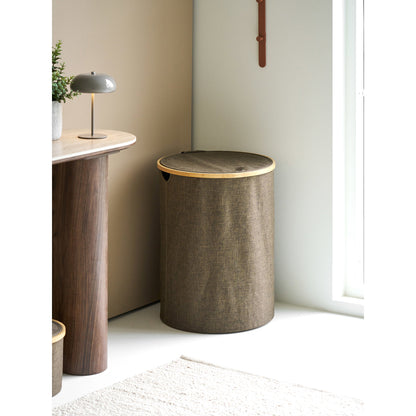 Noto Wäschekorb - Wäschekorb, rund, Bambus/Textil, braun, ø45x60 cm