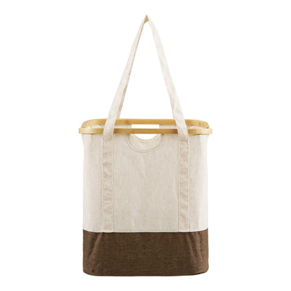 Wäschesack Noto – Wäschesack, Bambus/Textil, off-white/braun, 40x30x45 cm