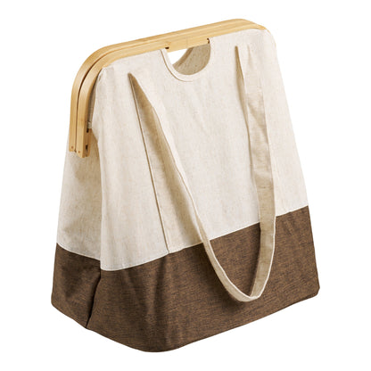 Wäschesack Noto – Wäschesack, Bambus/Textil, off-white/braun, 40x30x45 cm