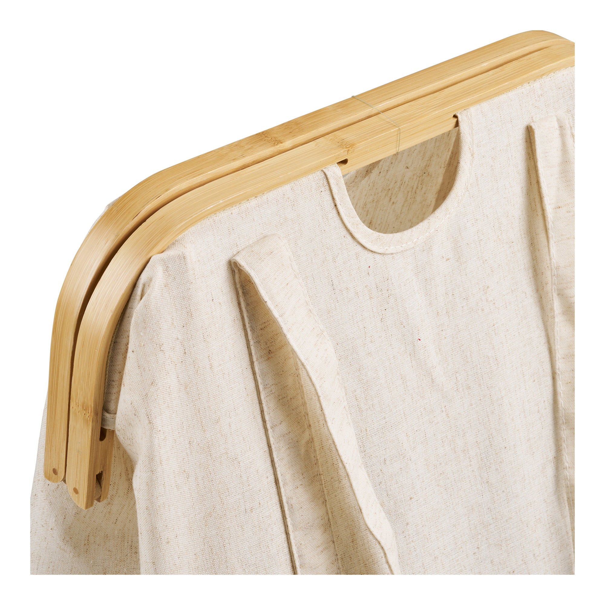 Wäschesack Noto – Wäschesack, Bambus/Textil, off-white/braun, 40x30x45 cm