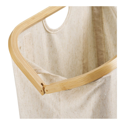 Wäschesack Noto – Wäschesack, Bambus/Textil, off-white/braun, 40x30x45 cm