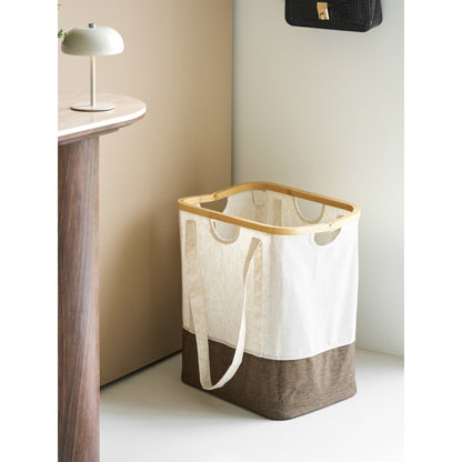 Wäschesack Noto – Wäschesack, Bambus/Textil, off-white/braun, 40x30x45 cm