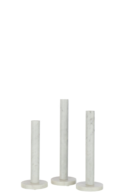 Set Of 3 Candle Holder Marble White