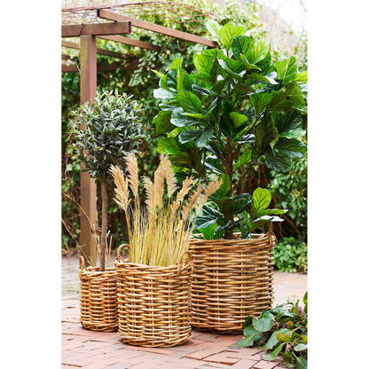 Burton Baskets - Baskets, kubu rattan, natural set of 3