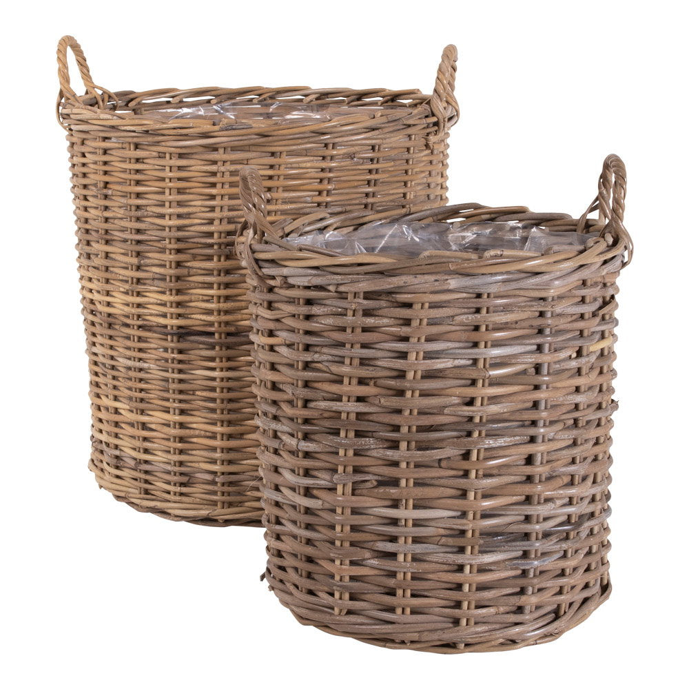 Mandenset Indo – kubu rattan, naturel, set van 2